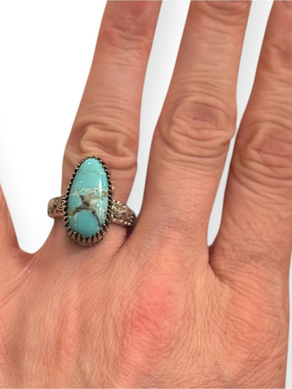 Women’s Sonoran Turquoise & Silver Oval Ring New Size 6
